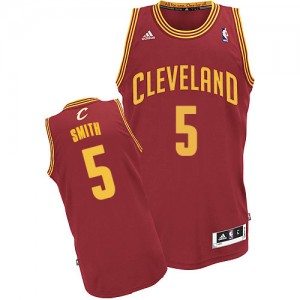 Maillot NBA Vin Rouge J.R. Smith #5 Cleveland Cavaliers Road Swingman Homme Adidas