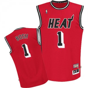 Miami Heat Chris Bosh #1 Hardwood Classics Nights Authentic Maillot d'équipe de NBA - Rouge pour Homme