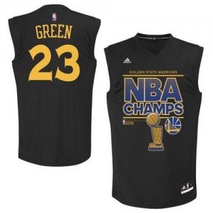 Maillot NBA Golden State Warriors #23 Draymond Green Noir Adidas Authentic 2015 Finals Champions - Homme