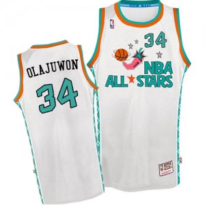 Maillot Authentic Houston Rockets NBA Throwback 1996 All Star Blanc - #34 Hakeem Olajuwon - Homme