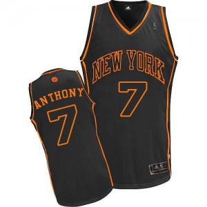 Maillot NBA Noir / Orange Carmelo Anthony #7 New York Knicks Fashion Authentic Homme Adidas