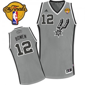 San Antonio Spurs #12 Adidas Alternate Finals Patch Gris argenté Swingman Maillot d'équipe de NBA boutique en ligne - Bruce Bowen pour Homme