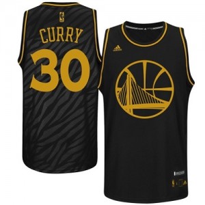 Maillot Adidas Noir Precious Metals Fashion Authentic Golden State Warriors - Stephen Curry #30 - Homme