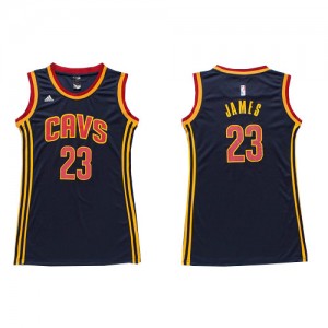 Maillot NBA Cleveland Cavaliers #23 LeBron James Bleu marin Adidas Authentic Dress - Femme
