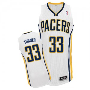 Maillot NBA Indiana Pacers #33 Myles Turner Blanc Adidas Authentic Home - Homme