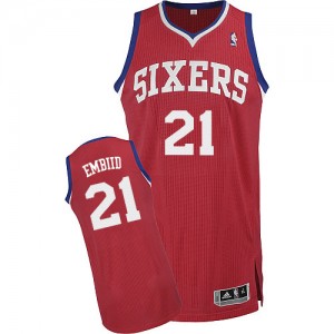 Maillot Authentic Philadelphia 76ers NBA Road Rouge - #21 Joel Embiid - Homme