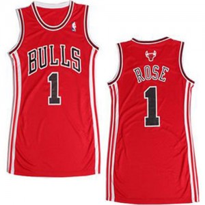 Maillot Authentic Chicago Bulls NBA Dress Rouge - #1 Derrick Rose - Femme