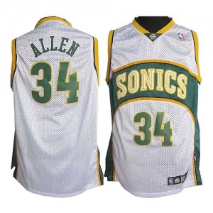 Maillot Adidas Blanc SuperSonics Authentic Oklahoma City Thunder - Ray Allen #34 - Homme