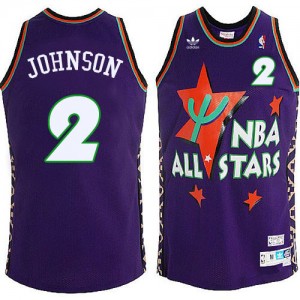 Maillot NBA Charlotte Hornets #2 Larry Johnson Violet Adidas Authentic Throwback 1995 All Star - Homme
