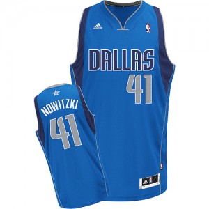 Maillot NBA Bleu royal Dirk Nowitzki #41 Dallas Mavericks Road Swingman Homme Adidas