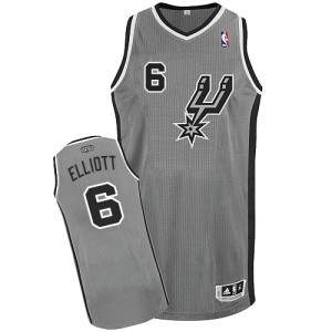 San Antonio Spurs #6 Adidas Alternate Gris argenté Authentic Maillot d'équipe de NBA Promotions - Sean Elliott pour Homme