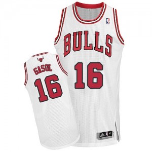 Chicago Bulls #16 Adidas Home Blanc Authentic Maillot d'équipe de NBA vente en ligne - Pau Gasol pour Homme