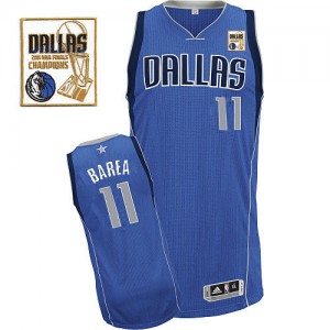 Maillot NBA Bleu royal Jose Barea #11 Dallas Mavericks Road Champions Patch Authentic Homme Adidas