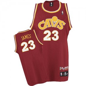 Maillot NBA Cleveland Cavaliers #23 LeBron James Vin Rouge Adidas Authentic CAVS Throwback - Homme