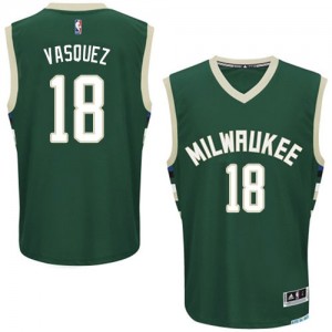 Maillot NBA Milwaukee Bucks #18 Greivis Vasquez Vert Adidas Authentic Road - Homme