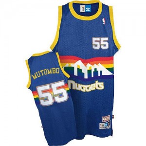 Maillot Authentic Denver Nuggets NBA Throwback Bleu clair - #55 Dikembe Mutombo - Homme