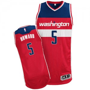 Washington Wizards Juwan Howard #5 Road Authentic Maillot d'équipe de NBA - Rouge pour Homme