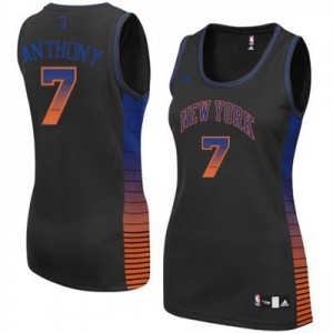 New York Knicks Carmelo Anthony #7 Vibe Authentic Maillot d'équipe de NBA - Noir pour Femme