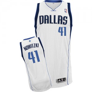 Dallas Mavericks Dirk Nowitzki #41 Home Authentic Maillot d'équipe de NBA - Blanc pour Homme