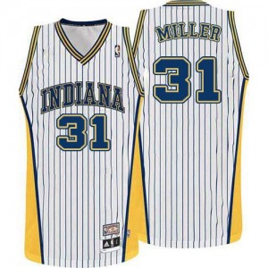 Maillot NBA Blanc Reggie Miller #31 Indiana Pacers Throwback Authentic Homme Mitchell and Ness