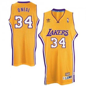 Maillot NBA Or Shaquille O'Neal #34 Los Angeles Lakers Throwback Swingman Homme Adidas
