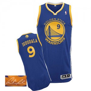 Golden State Warriors #9 Adidas Road Autographed Bleu royal Authentic Maillot d'équipe de NBA pas cher en ligne - Andre Iguodala pour Homme