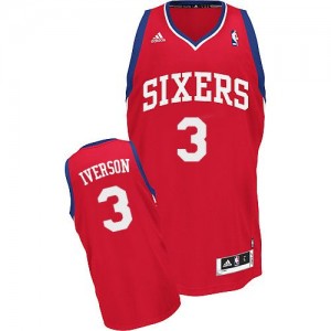 Philadelphia 76ers Allen Iverson #3 Road Swingman Maillot d'équipe de NBA - Rouge pour Enfants