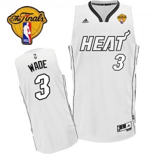 Miami Heat #3 Adidas Finals Patch Blanc Swingman Maillot d'équipe de NBA à vendre - Dwyane Wade pour Homme