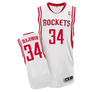 Houston Rockets #34 Adidas Home Blanc Authentic Maillot d'équipe de NBA Vente pas cher - Hakeem Olajuwon pour Homme