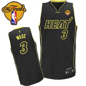 Miami Heat Dwyane Wade #3 Electricity Fashion Finals Patch Swingman Maillot d'équipe de NBA - Noir pour Homme