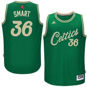 Maillot NBA Boston Celtics #36 Marcus Smart Vert Adidas Authentic 2015-16 Christmas Day - Homme