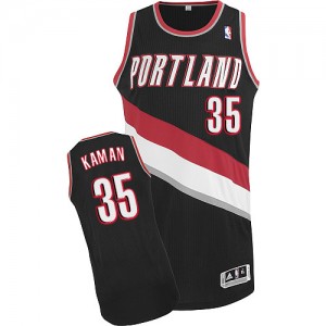Maillot NBA Portland Trail Blazers #35 Chris Kaman Noir Adidas Authentic Road - Homme