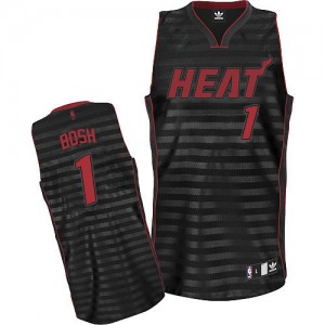Miami Heat #1 Adidas Groove Gris noir Authentic Maillot d'équipe de NBA 100% authentique - Chris Bosh pour Homme