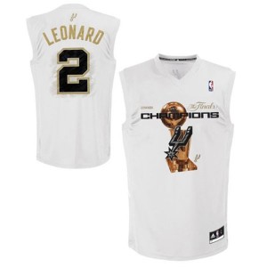 San Antonio Spurs Kawhi Leonard #2 2014 NBA Finals Champions Authentic Maillot d'équipe de NBA - Blanc pour Homme