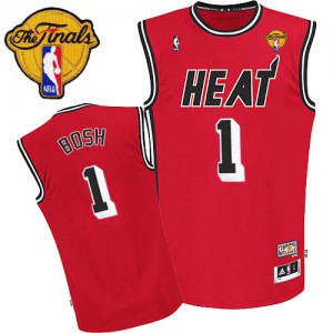 Maillot Adidas Rouge Hardwood Classics Nights Finals Patch Authentic Miami Heat - Chris Bosh #1 - Homme