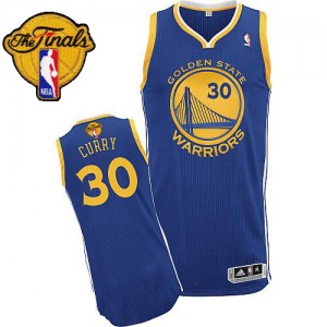Maillot Adidas Bleu royal Road 2015 The Finals Patch Authentic Golden State Warriors - Stephen Curry #30 - Homme