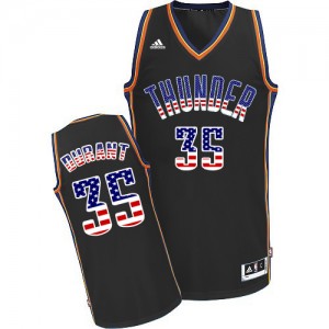 Maillot NBA Noir Kevin Durant #35 Oklahoma City Thunder USA Flag Fashion Swingman Homme Adidas