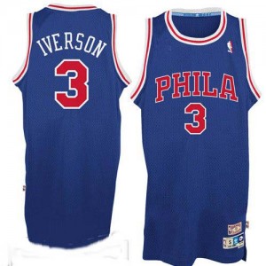 Maillot NBA Authentic Allen Iverson #3 Philadelphia 76ers Throwack Bleu / Rouge - Homme