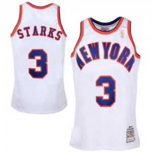 Maillot Authentic New York Knicks NBA Throwback Blanc - #3 John Starks - Homme