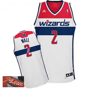 Washington Wizards #2 Adidas Home Autographed Blanc Authentic Maillot d'équipe de NBA à vendre - John Wall pour Homme