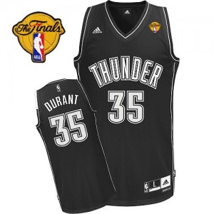 Maillot Swingman Oklahoma City Thunder NBA Finals Patch Noir Blanc - #35 Kevin Durant - Homme