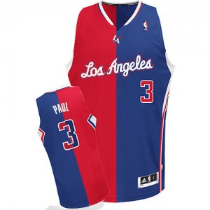Maillot Authentic Los Angeles Clippers NBA Split Fashion Rouge Bleu - #3 Chris Paul - Homme