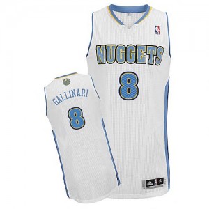 Denver Nuggets #8 Adidas Home Blanc Authentic Maillot d'équipe de NBA Prix d'usine - Danilo Gallinari pour Homme