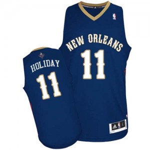 Maillot NBA Authentic Jrue Holiday #11 New Orleans Pelicans Road Bleu marin - Homme
