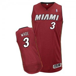 Maillot NBA Miami Heat #3 Dwyane Wade Rouge Adidas Authentic Alternate - Homme