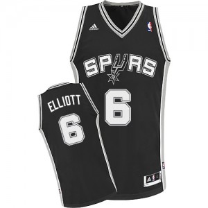 Maillot NBA San Antonio Spurs #6 Sean Elliott Noir Adidas Swingman Road - Homme
