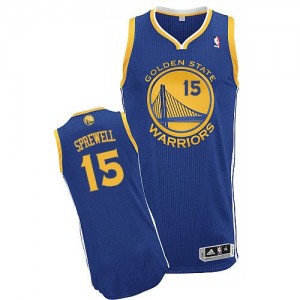 Maillot NBA Golden State Warriors #15 Latrell Sprewell Bleu royal Adidas Authentic Road - Homme
