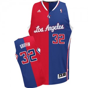 Maillot NBA Rouge Bleu Blake Griffin #32 Los Angeles Clippers Split Fashion Swingman Homme Adidas