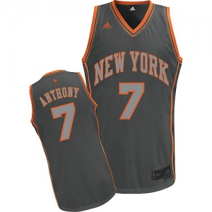 New York Knicks #7 Adidas Graystone Fashion Gris Swingman Maillot d'équipe de NBA sortie magasin - Carmelo Anthony pour Homme