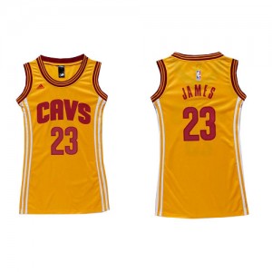 Maillot NBA Authentic LeBron James #23 Cleveland Cavaliers Dress Or - Femme